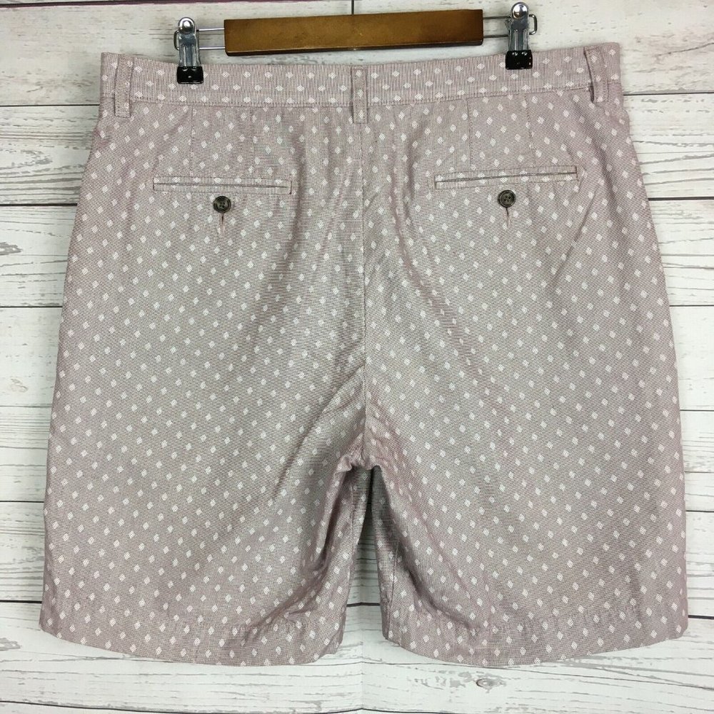 Johnston Murphy Mens Shorts sz 34 Light Purple‎ Pattern Flat Front Pima Cotton - Picture 2 of 9